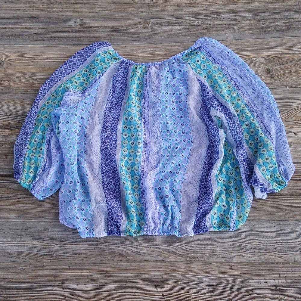 Boho Lightweight Flowy Colorful Patterned Keyhole… - image 8